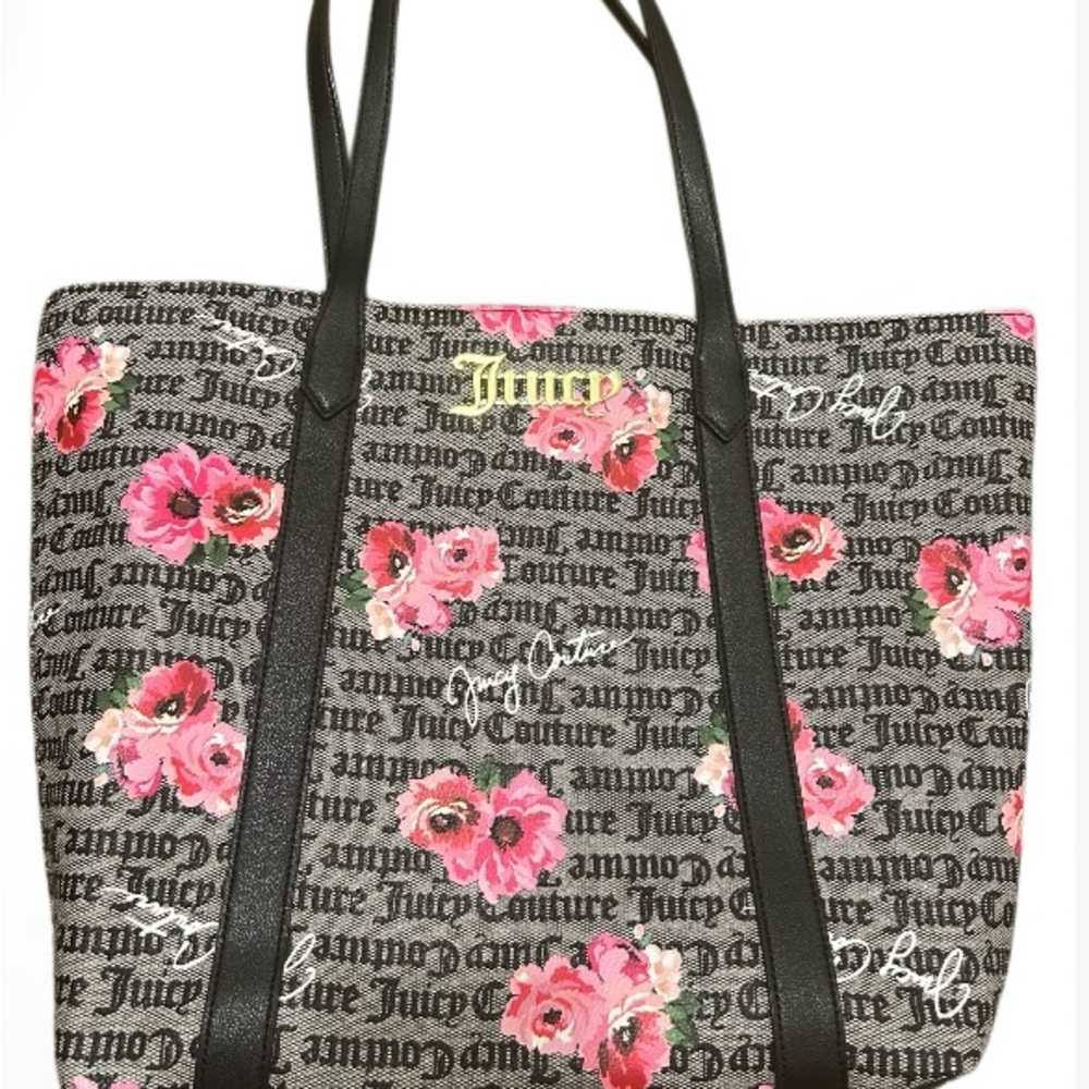Juicy Couture Black and Pink Floral Totes
